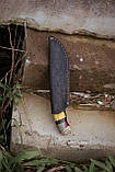 Ніж ручної роботи «Тризуб #4» зі шкіряними піхвами нескладаний 95Х18/58 HRC., фото 8
