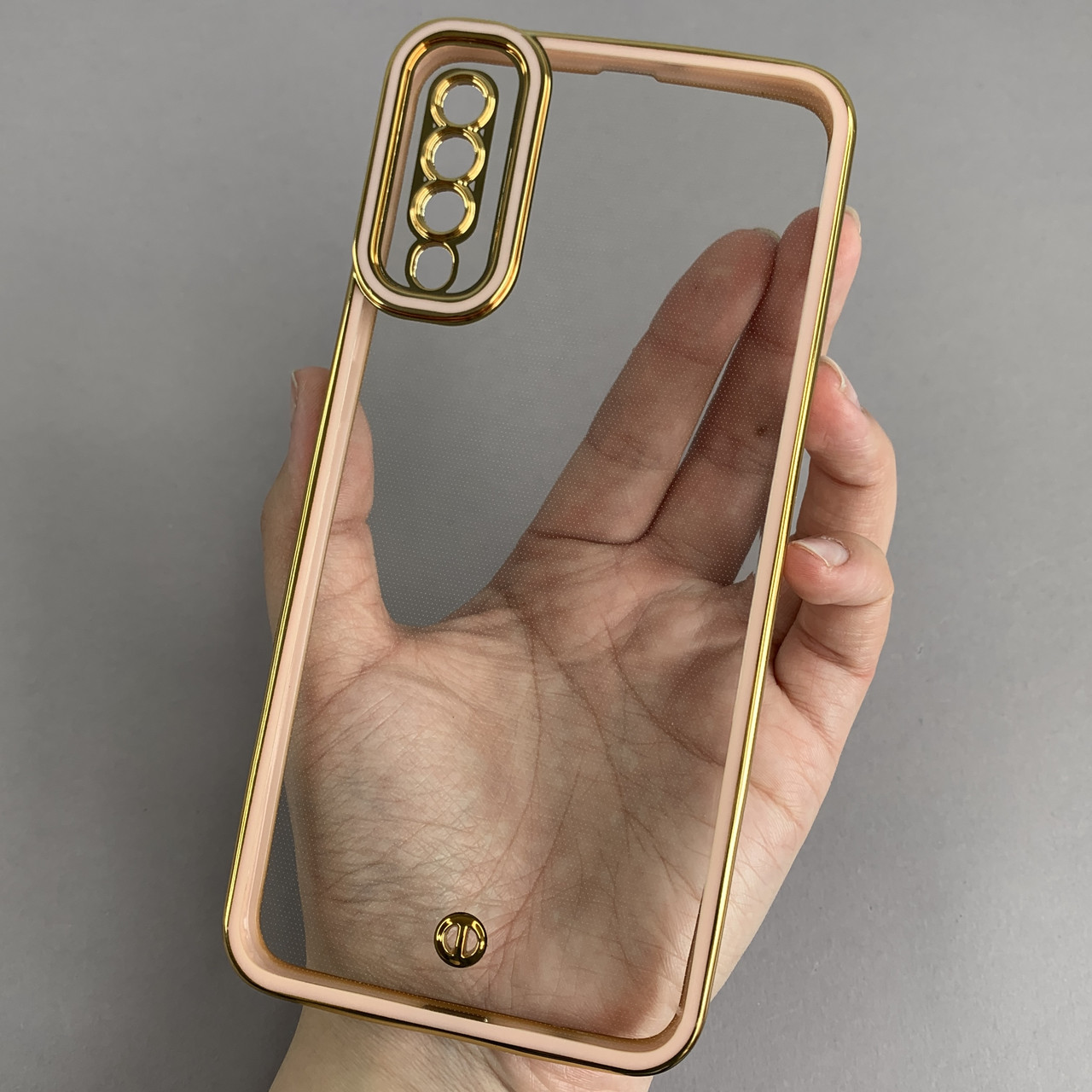 Чохол для Samsung Galaxy A50 прозорий чохол з окантовкою на телефон самсунг а50 пудровий l9j