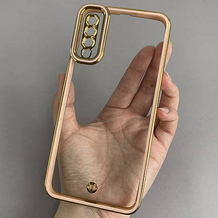 Чохол для Samsung Galaxy A50 прозорий чохол з окантовкою на телефон самсунг а50 пудровий l9j, фото 1