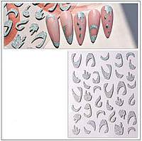 Наклейки (гибкая лента) с блёстками - для французкого маникюра и дизайна ногтей Серебро №2