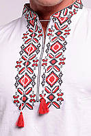 Мужская вышиванка футболка с вышивкой с коротким рукавом белая с красным модная мужская украинская вышиванка