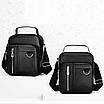 Чорна чоловіча невелика сумка через плече, три відділення. Сумка гаманець, сумочка молодіжна. Сумка месенджер, фото 8