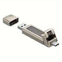 Металлическая USB Флешка 2в1 512GB Type-C/USB 3.2 High Speed 5G для телефона компьютера USAMS US-ZB276 Серый