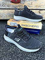 Літні кросівки сітка SKECHERS Slip-ins Дуже зручні та легкі сірі, кросівки чоловічі літні сітка сірі