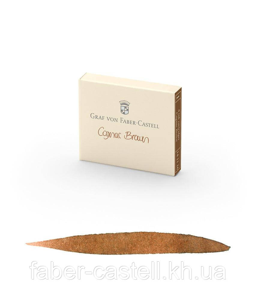 Картриджі для перових ручок Graf von Faber-Castell Cognac Brown ink, колір коньячний коричневий, 6 штук,141116
