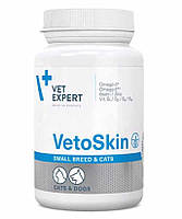Ветоскин Vetexpert Vetoskin Small Breed & Cat при заболеваниях кожи и шерсти у мелких собак и кошек, 60 капсул
