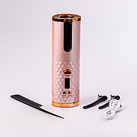 Плойка автоматическая беспроводная до 200 градусов Портатический стайлер для завивки волос Керамическое покрыт Розовый