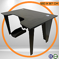 Стол для Компьютера 120 x 87 x 75 см с Вырезом Черный Игровой Геймерский Стол для Геймера Eco12 до 110 кг ЛДСП