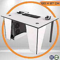 Стол для Компьютера 120 x 87 x 75 см с Вырезом Белый Игровой Геймерский Стол для Геймера COMFORT XG12 ЛДСП