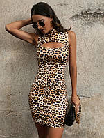 Женское платье без рукавов леопардовый