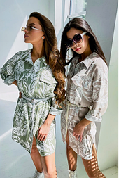 Плаття на ґудзиках, принтований льон, квітковий принт, на ґудзиках, кишені