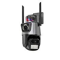 Уличная охранная WIFI камера видеонаблюдения 8MP, Dual Lens Zoom / Поворотная IP камера наблюдения с сиреной