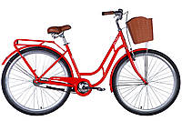 Велосипед сталь 28 Dorozhnik RETRO Velosteel рама-19» оранжевый с багажником задн St с корзиной Pl с крылом St