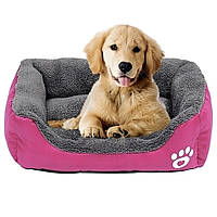 Лежанка пуфик для собак и котов 44х33 см, Розовая / Лежак для кота / Мягкая кровать для собак и кошек