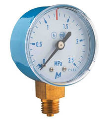 Манометр кисневий 2,5 МПа для редуктора | Нижнє підключення, 50 мм, M12x1,5