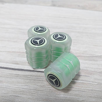 Флуоресцентні ковпачки на ніпель для Mercedes-Benz 4шт/1уп Ковпачки, що світяться Зелений (KG-11553)