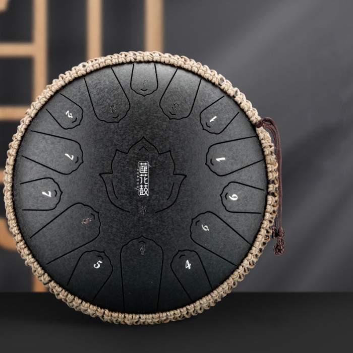 ГЛЮКОФОН HAPPY DRUM 15 НОТ ЧОРНИЙ КАРБОНОВА СТАЛЬ, фото 1