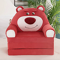 Мягкое кресло детское Медвежонок 50 см, плюшевое мягкое кресло-кровать для детей, Бордовый
