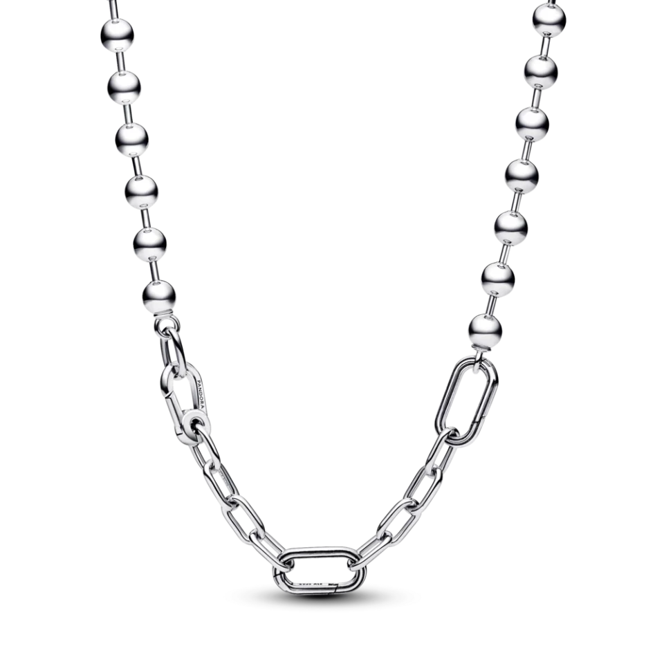 Срібне кольє зі ланками та металевими намистинами Pandora ME, фото 1