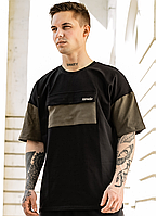 Мужская оверсайз футболка FreeDom Черный (L-XL), стильная футболка для мужчин COSMI