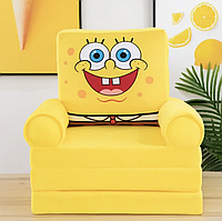 Мягкое кресло детское Спанч Боб 50 см, плюшевое мягкое кресло-кровать для детей, Желтый