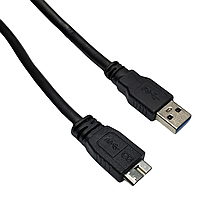 Кабель USB 3.0 AM to USB 3.0 Micro BM 0.55 м для зовнішніх жорстких дисків HDD / SSD чорний