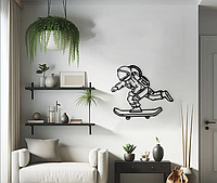 Деревянный декор для дома, черная картина на стену «Космонавт на скейте», оригинальный подарок