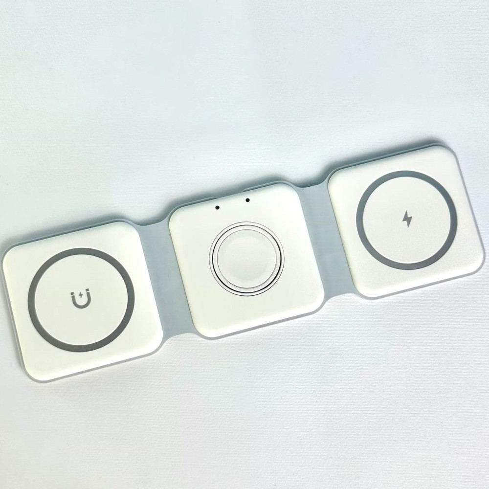 Безпровідний зарядний пристрій 3в1 для iPhone, Apple Watch, AirPods |15W| Білий 46490
