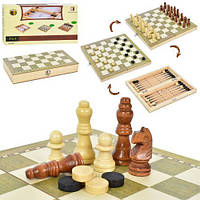 Шахи дерев'яні, 3в1 (шахи,шашки,нарди), 24*24см, в кор. 24,5*13*4см (36шт)