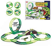 Гоночний трек Dinosaur Track FYD 413 см дорога 245 елементів зі світловим ефектом Мертва петля 2 динозавра машинка (567656) (317)