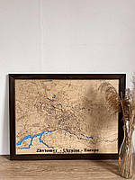 Деревянная картина Житомир Карта города Житомир