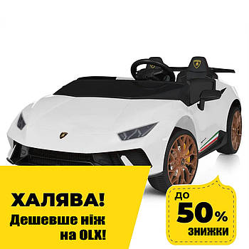 Дитячий електромобіль Lamborghini (4 мотори 80W, акумулятор 24V7AH, музика) Bambi M 5020EBLR-1(24V) Білий