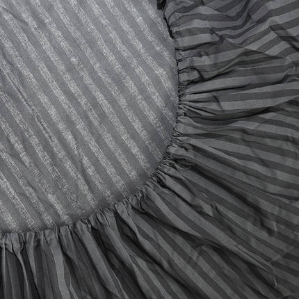 Бавовняне простирадло бязь для двоспального ліжка на гумці (160*200*25) однотонне сіре в смужку графітове, фото 2