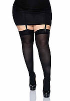 Плотные непрозрачные чулки Leg Avenue Nylon Thigh Highs Black, plus size. DreamShop