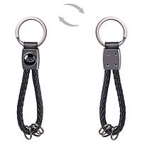 Брелок шкір. зам. плетений з кільцями CN KIA (шкір. зам. плеті CN KI)