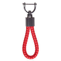 Брелок шкір. зам. плетений зі скобою червоний (плет CN RD)