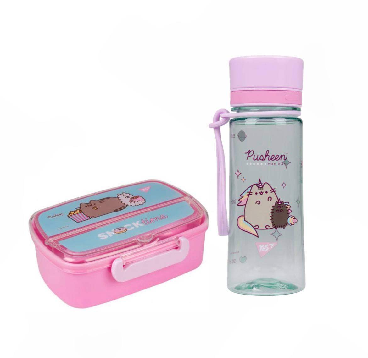 Набір пляшка для води + ланч-бокс Pusheen 400 мл YES (708178К), фото 1