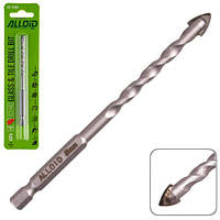 Свердло для скла та кераміки 6 мм, хвостовик HEX 1/4", L = 105 mm (GB-10006) Alloid