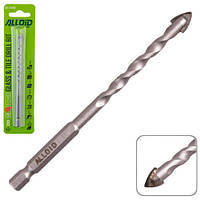 Свердло для скла та кераміки 8 мм, хвостовик HEX 1/4", L = 120 mm (GB-10008) Alloid