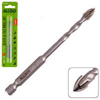 Свердло для скла та кераміки QUADRO 5 мм, хвостовик HEX 1/4", L = 95 mm (GB-20005) Alloid