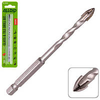 Свердло для скла та кераміки QUADRO 8 мм, хвостовик HEX 1/4", L = 120 mm (GB-20008) Alloid