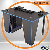 Стол для Компьютера 140 x 87 x 75 см с Вырезом Синий Игровой Геймерский Стол для Геймера COMFORT XG14