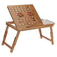 Бамбуковий столик для ноутбука з кулером UF5, переносний столик для ноутбуків універсальний COSMI