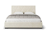 Стильная двуспальная мягкая бежевая кровать с подъемным механизмом 160х200 в спальню велюр Клио Шик-Галичина