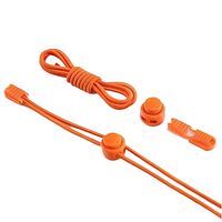 Резиновые шнурки круглые оранжевые для обуви 120см. Эластичные шнурки с фиксатором для кроссовок