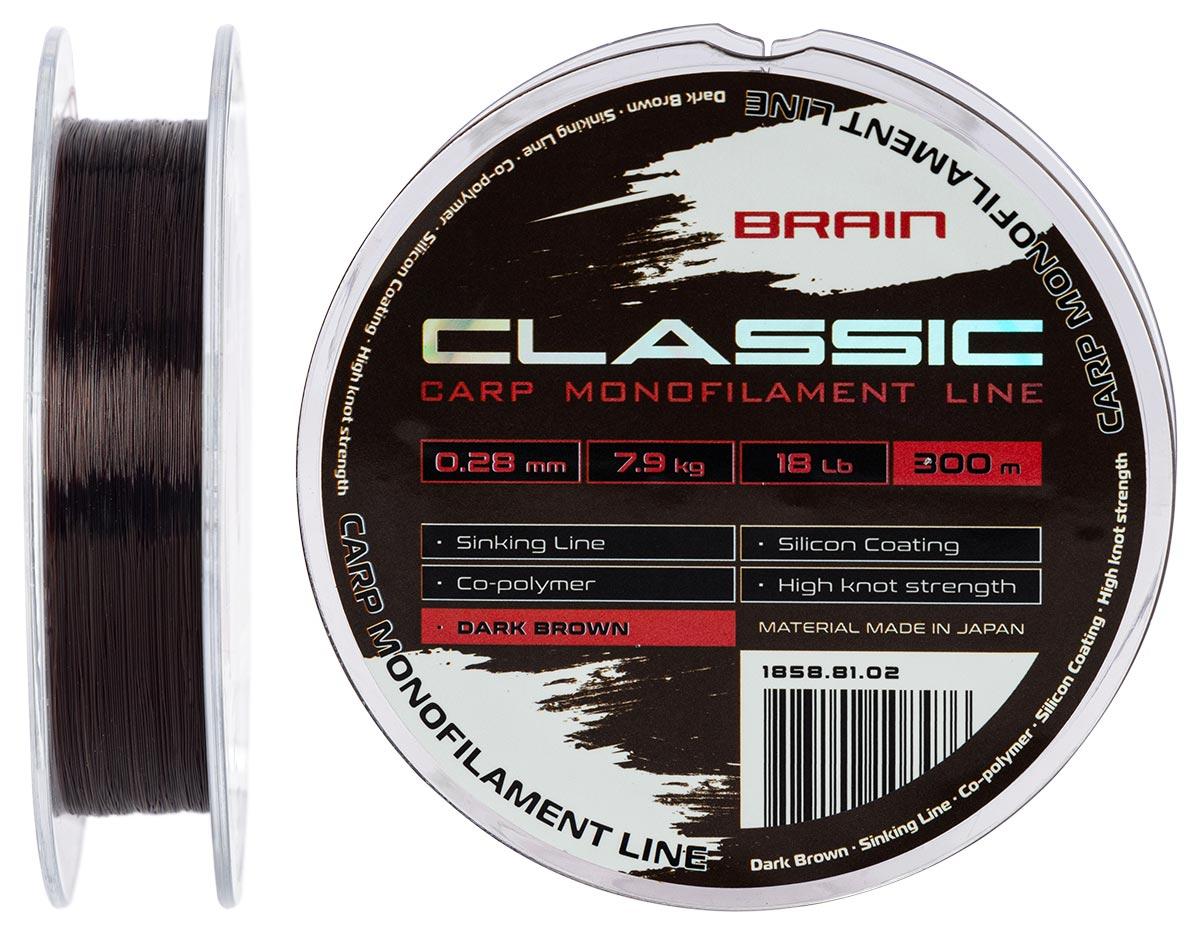 Волосінь Brain Classic Carp Line (dark brown) 300m 0.28mm 18lb 7.9kg