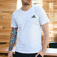 Мужская спортивная футболка белая Adidas повседневная стильная летняя удобная фирменная брендовая