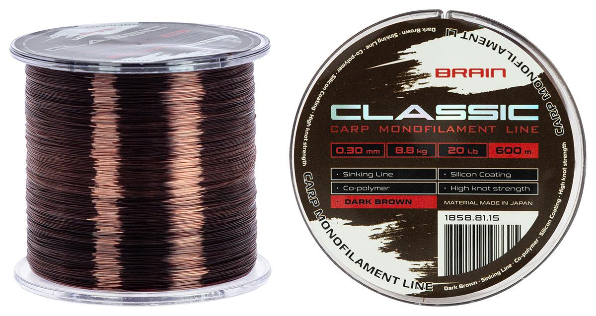 Волосінь Brain Classic Carp Line (dark brown) 600m 0.30mm 20lb 8.8kg