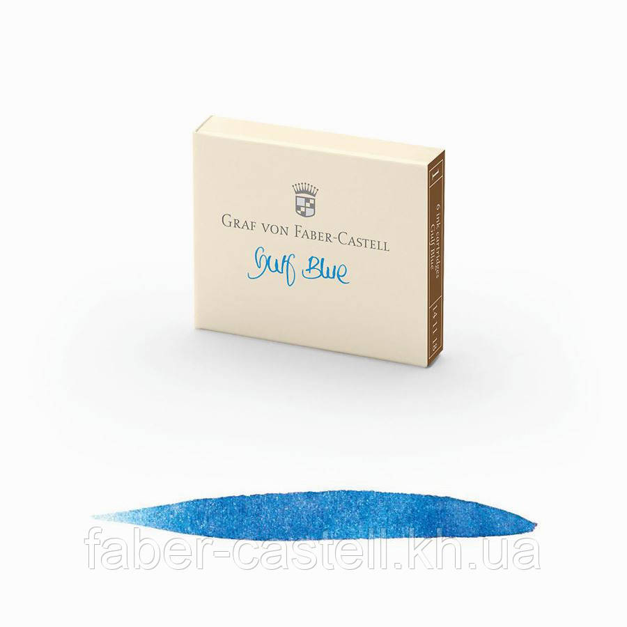 Картриджі для перових ручок Graf von Faber-Castell Gulf blue ink, колір блакитний, 6 штук, 141118
