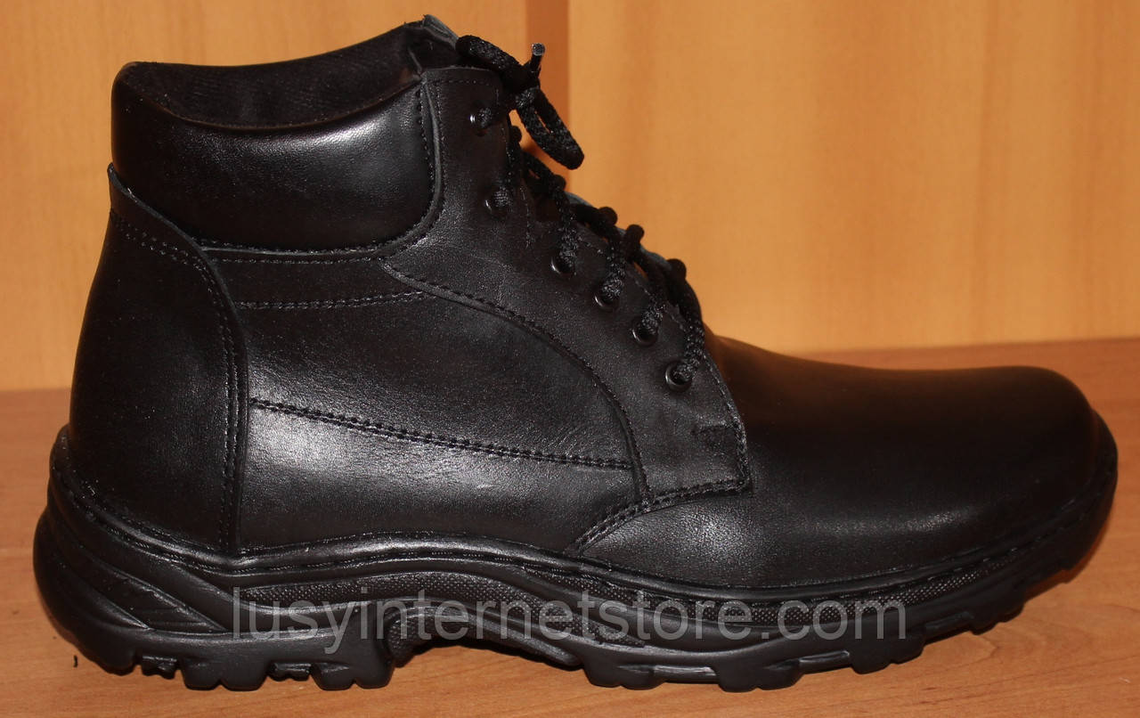 Мужские ботинки зимние на шнурках черные от производителя модель АМ250 - фото 1 - id-p376654329
